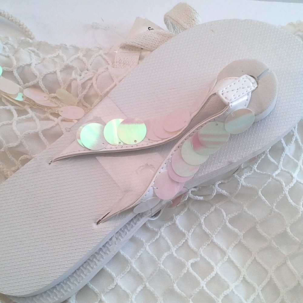White Flip Flop Pool or Wedding Sandals Set